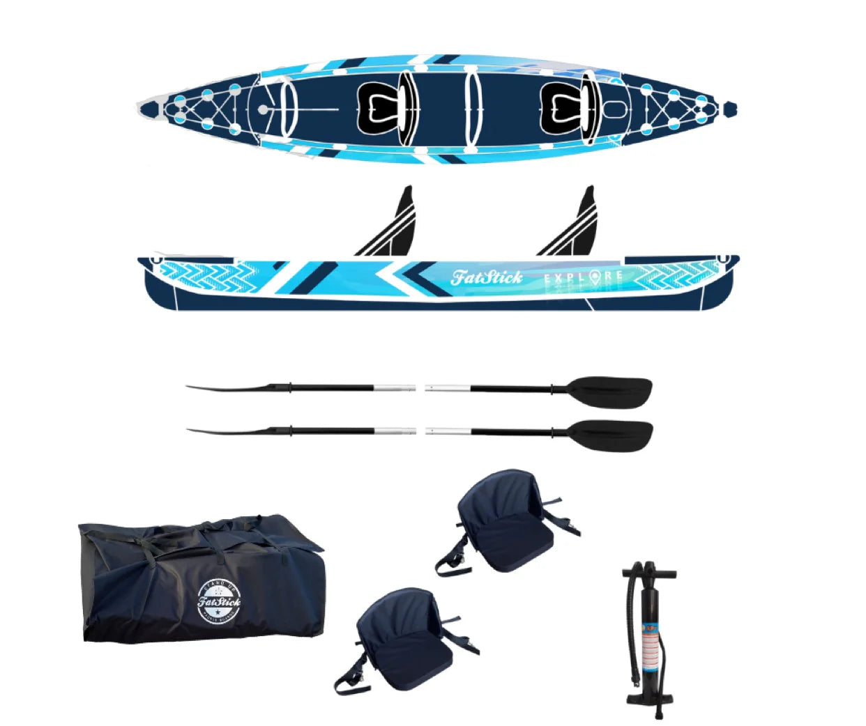 Inflatable Kayak Canoe - 2 Seater | FatStick